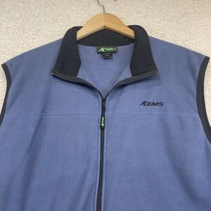 Eastern Mountain Sports Vest Mens L Blue Fleece Full Zip Outdoor Hiking Layering